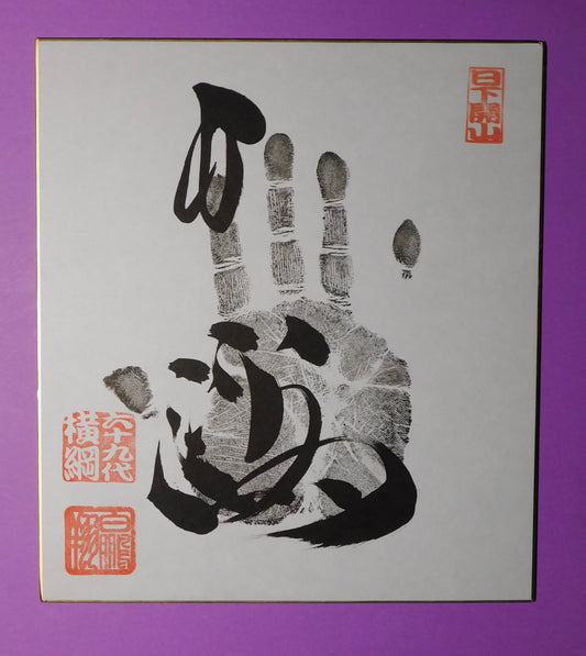 Retired - 69th Yokozuna Hakuho Tegata (black) - with banzuke!!